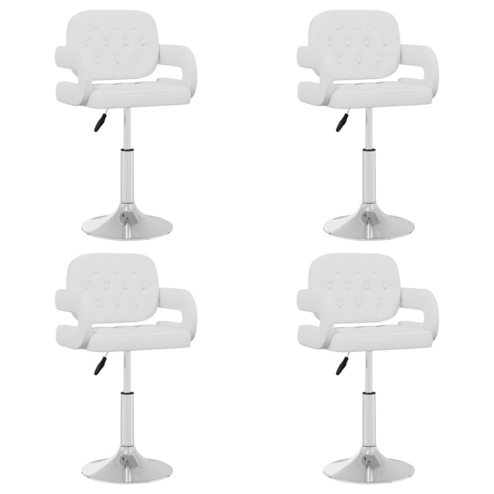 Vidaxl Otočné jedálenské stoličky 4 ks biele umelá koža